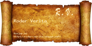 Roder Verita névjegykártya